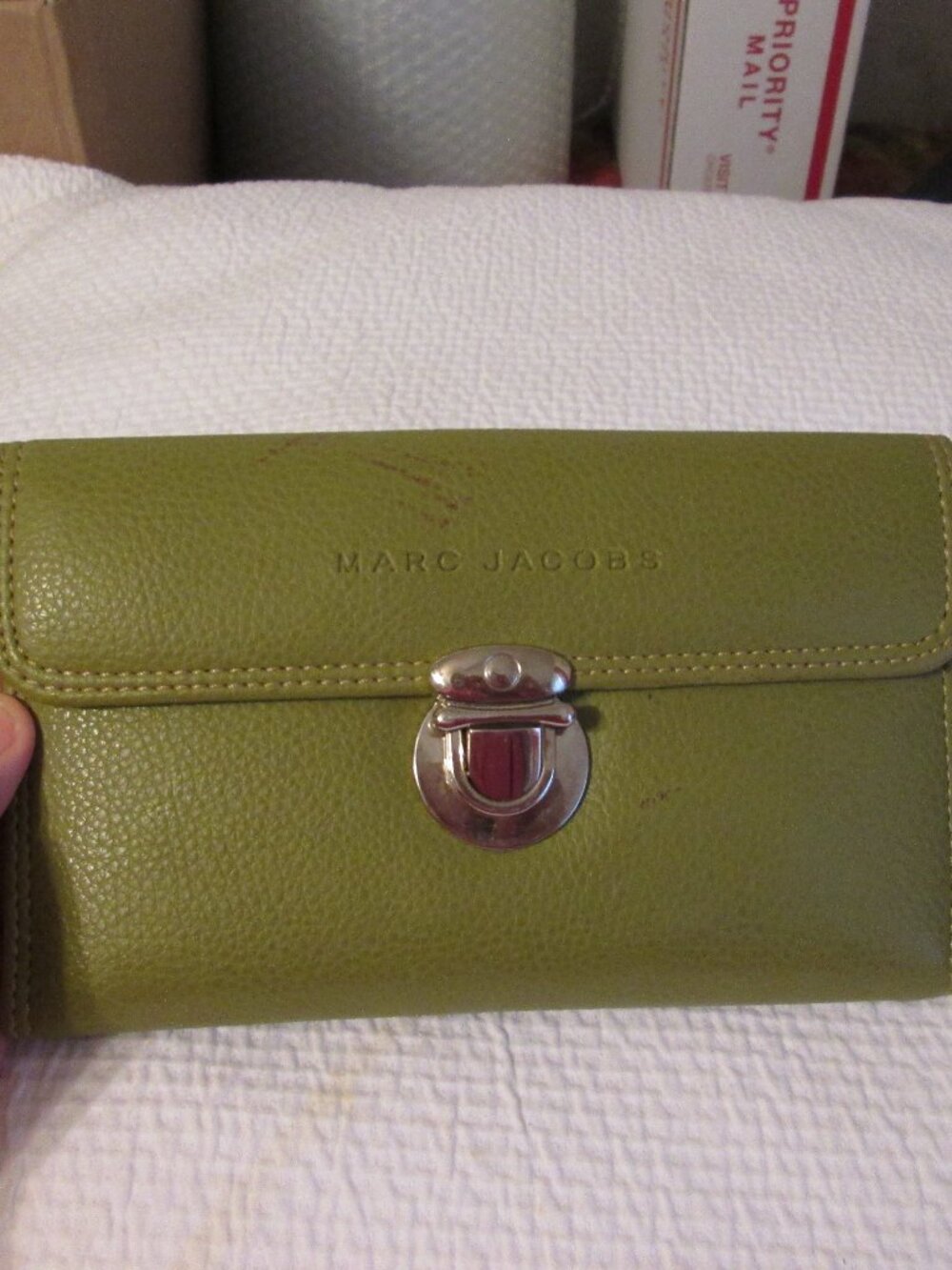 Marc Jacobs Olive Green Pebble Leather Women's Wallet Medium